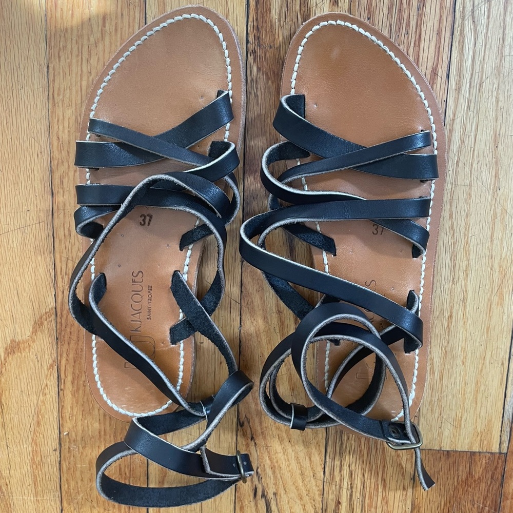 K Jacques St Tropez Black Gladiator Sandals